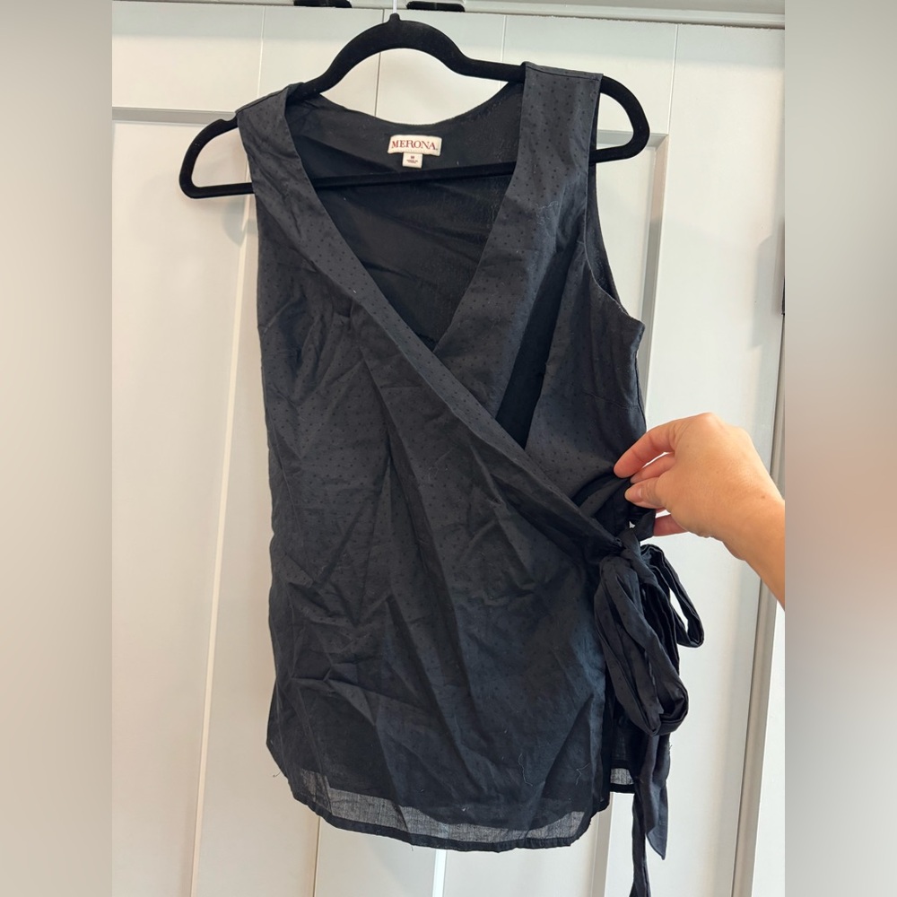 Merona Black Wrap Top